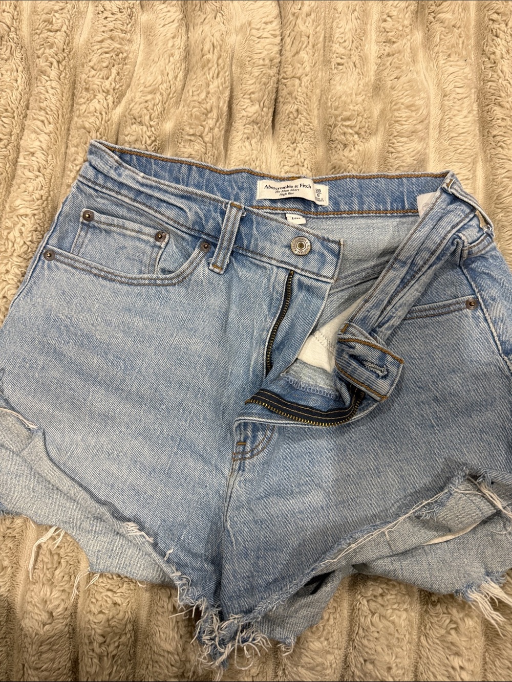 Abercrombie & Fitch Light Blue High-Rise Denim Shorts
